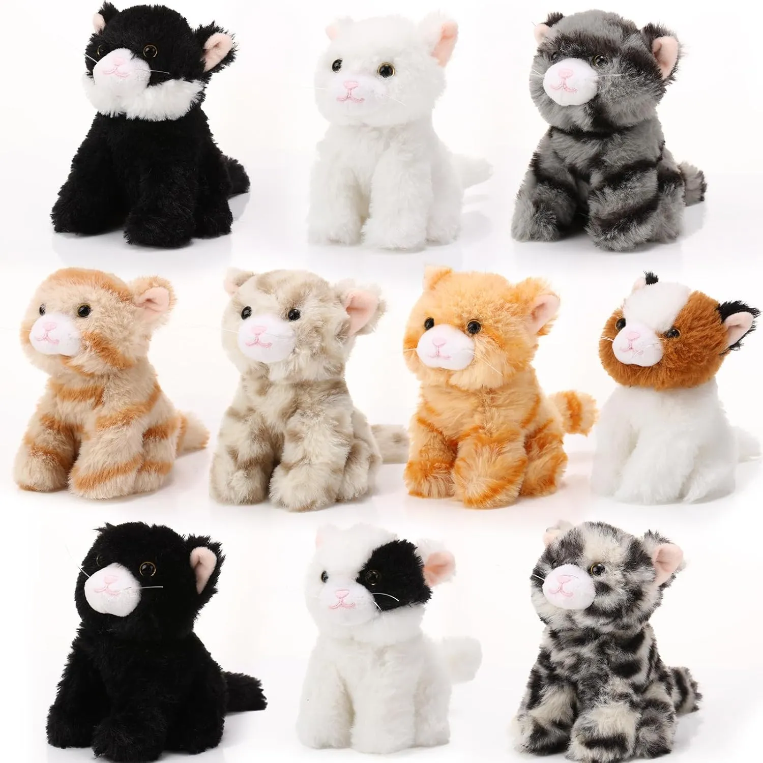 10 Pcs Cat Stuffed Animals Bulk Soft Cuddly Kitten Plush Sets Smitten Kitte