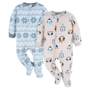 2-Pack Baby & Toddler Boys Dog & Blue Fair Isle Fleece Pajamas