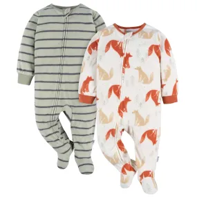 2-Pack Baby & Toddler Boys Fox Stripe Fleece Pajamas