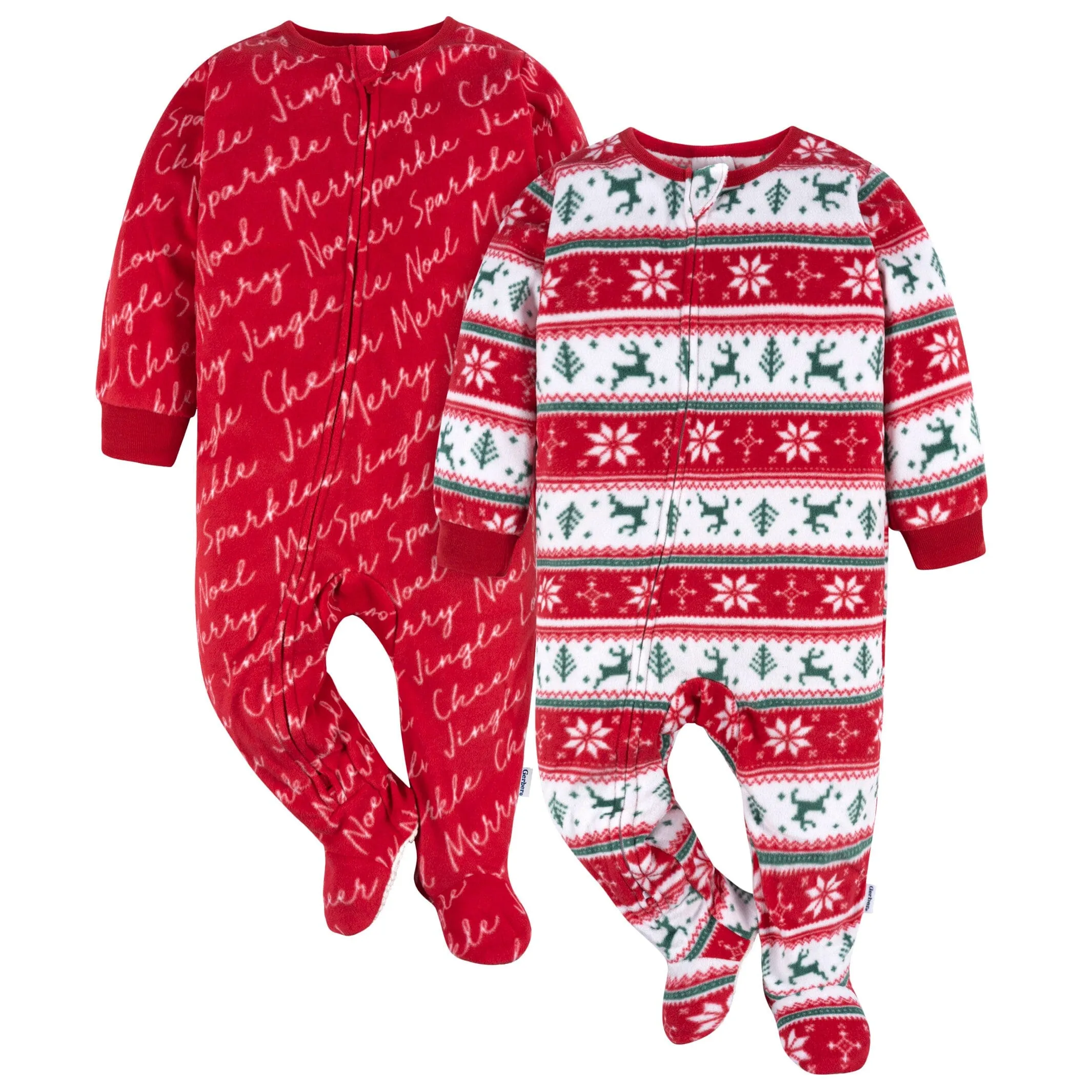 2-Pack Baby & Toddler Neutral Deer Fair Isle Fleece Pajamas