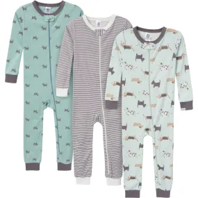 3-Pack Baby & Toddler Neutral Dog Snug Fit Footless Pajamas