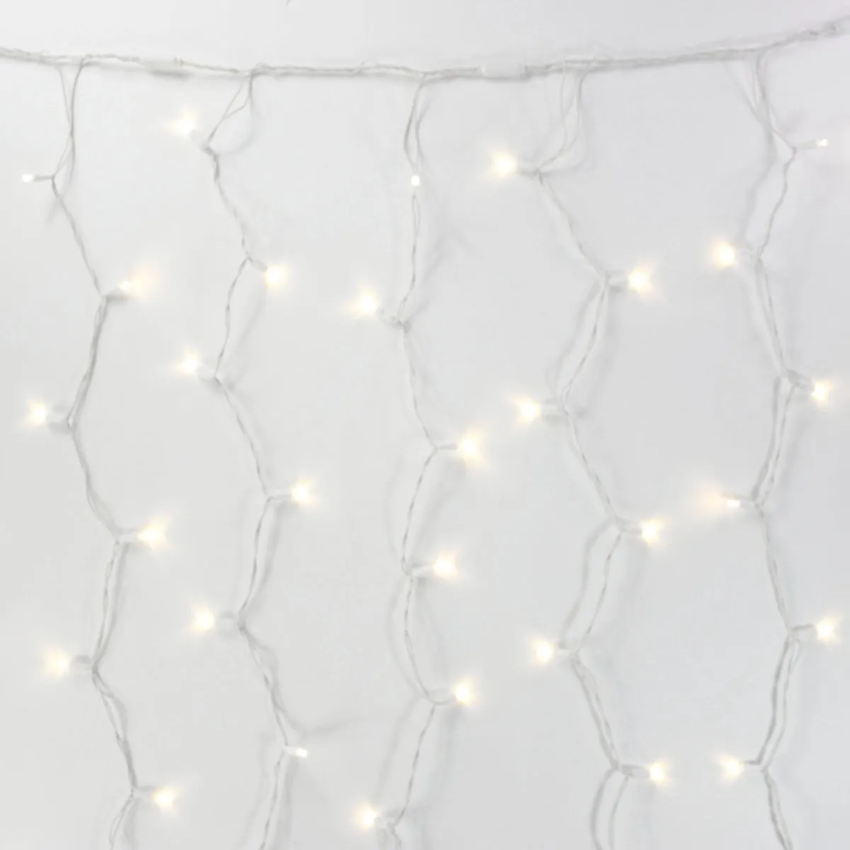 8-foot LED Curtain Icicle Lights Warm White on White Wire