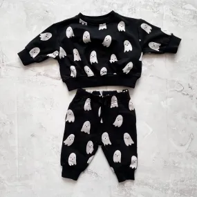 Baby Unisex Sets| 2PCS:Relaxed Halloween Sweatsuit- Ghosts | Quincy Mae