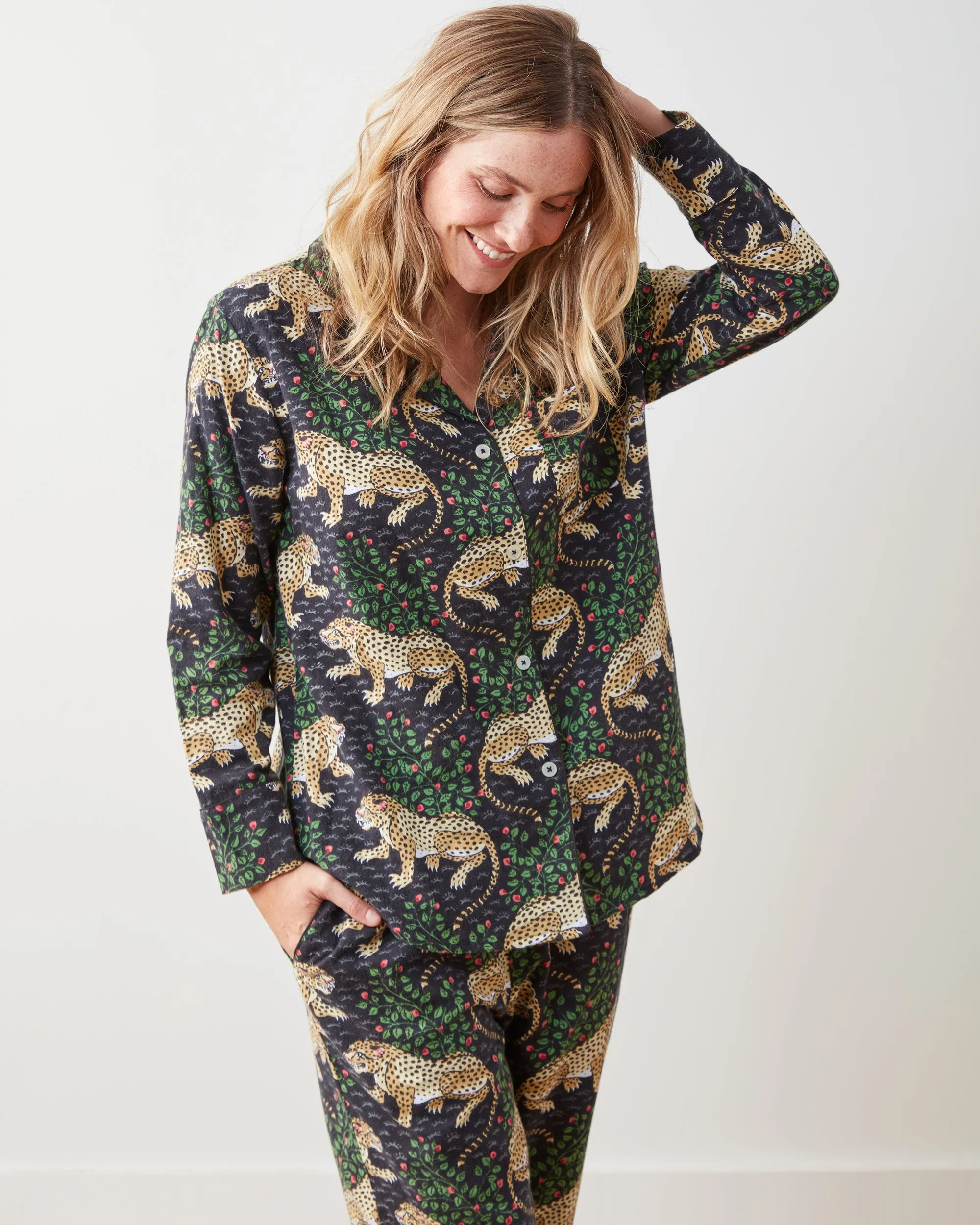 Bagheera - Petite Lightweight Flannel Long PJ Set - Ink