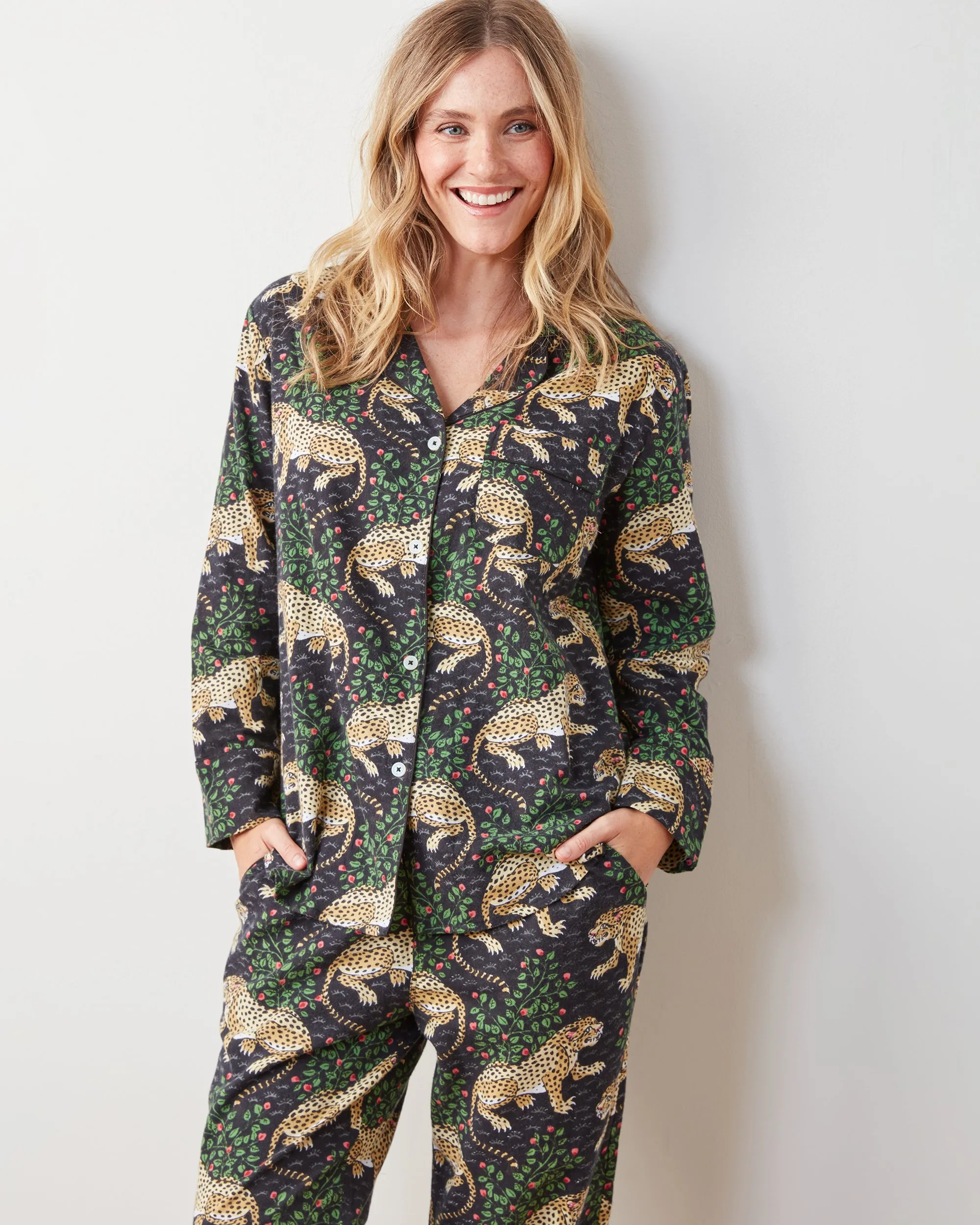 Bagheera - Petite Lightweight Flannel Long PJ Set - Ink