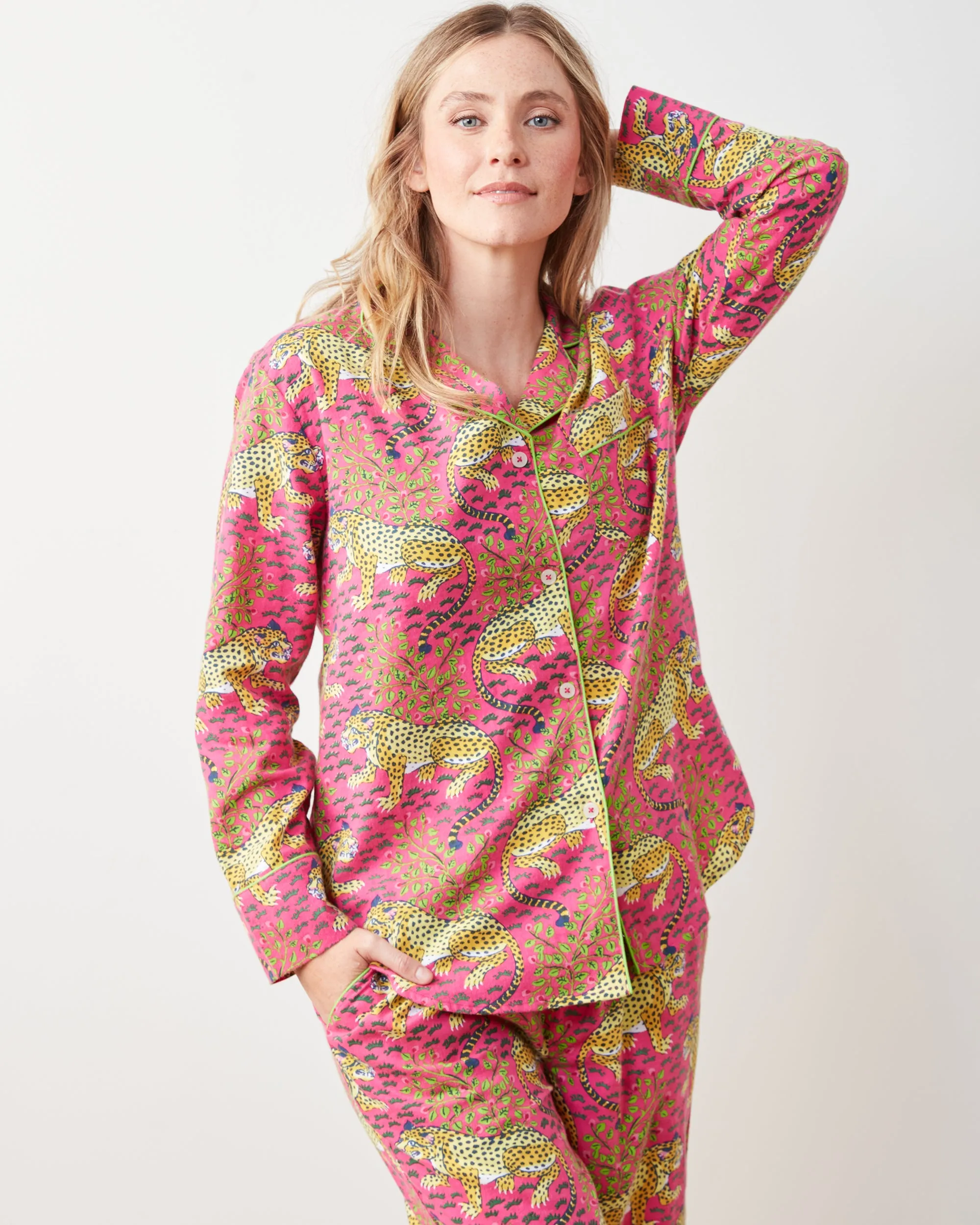 Bagheera - Tall Lightweight Flannel Long PJ Set - Hot Pink