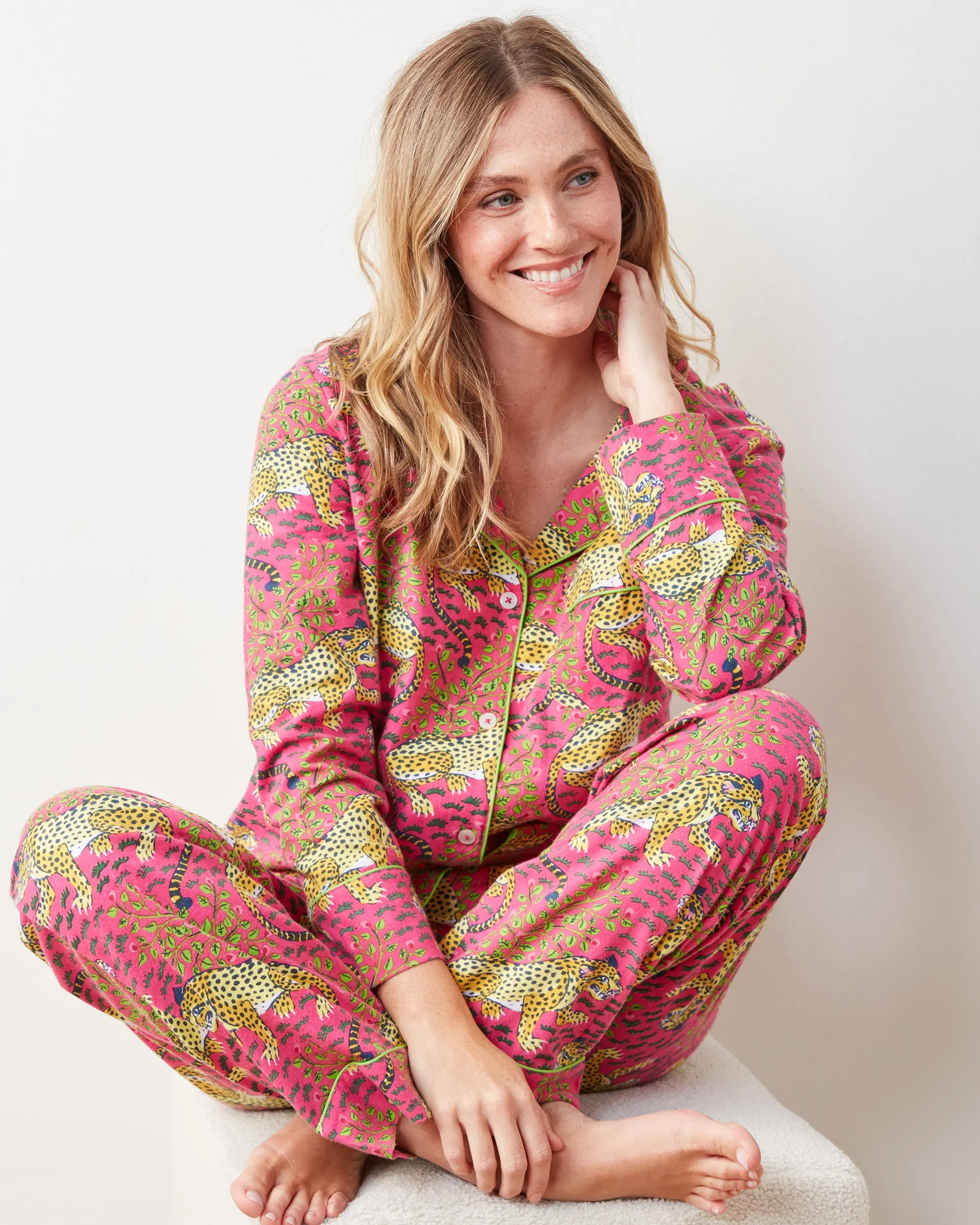 Bagheera - Tall Lightweight Flannel Long PJ Set - Hot Pink