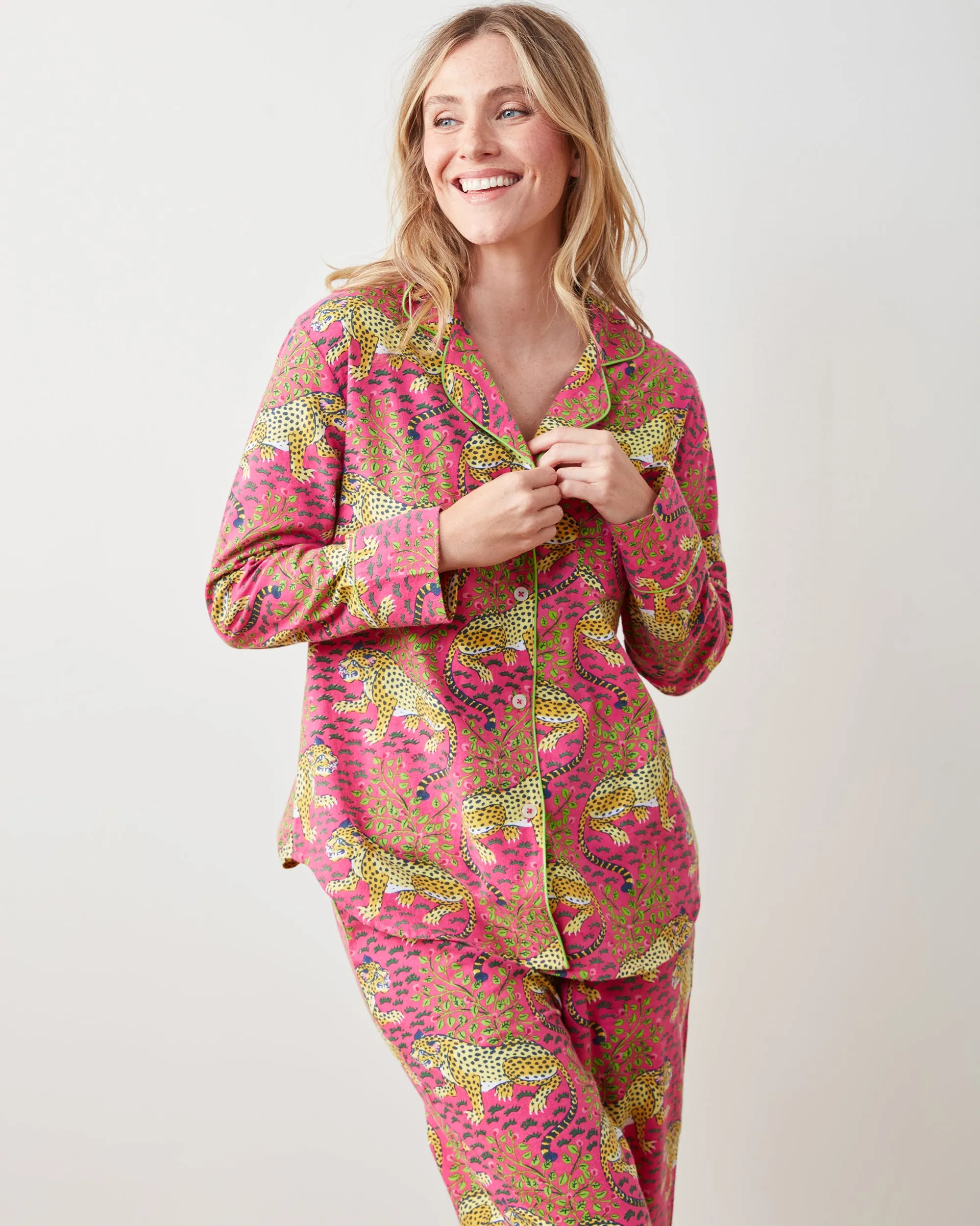 Bagheera - Tall Lightweight Flannel Long PJ Set - Hot Pink