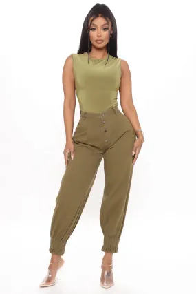 Berlin Slouchy Denim Joggers - Olive