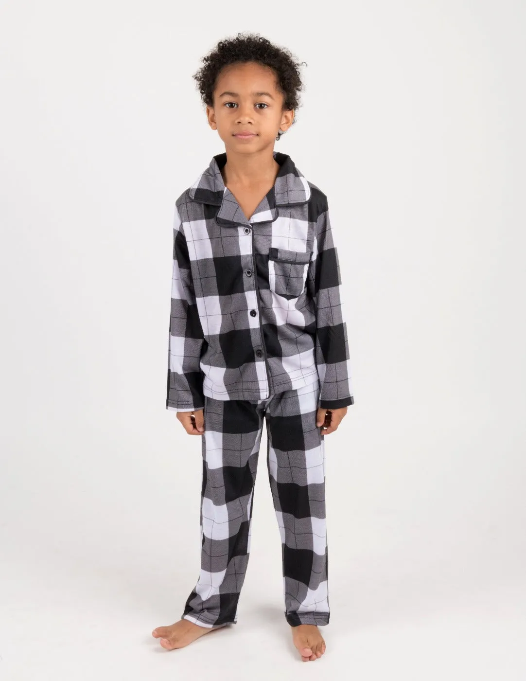 Black & White Plaid Matching Family Pajama Set