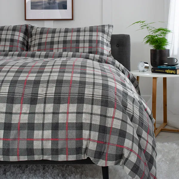 Brushed Cotton Grey Thompson Bedlinen Duvet Sets