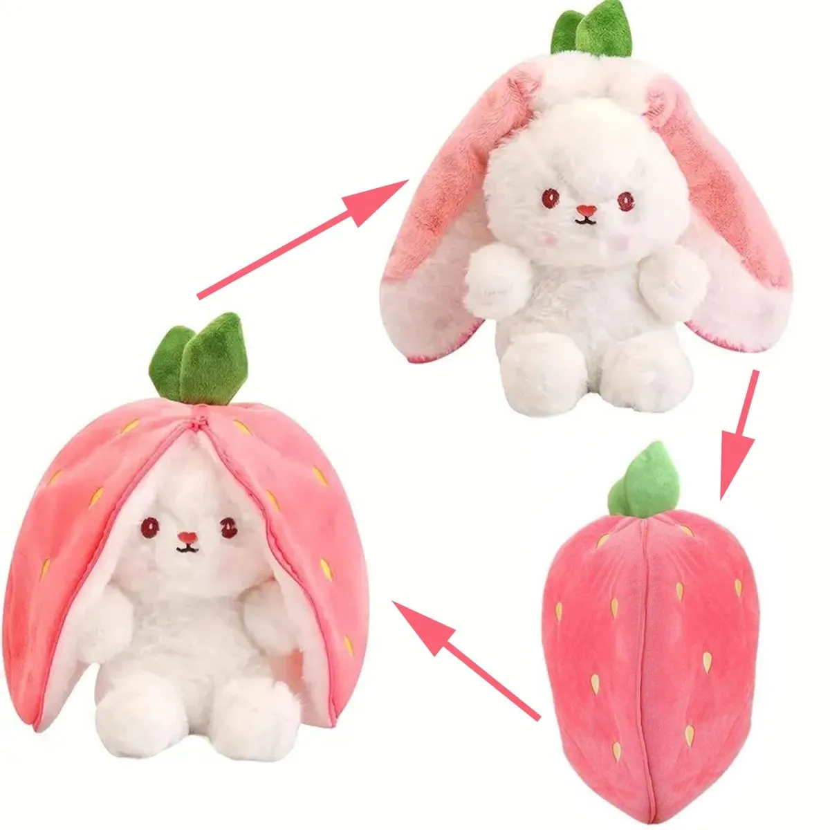 Bunny Plush Strawberry Stuffed Animal Carrot Rabbit Plushie Toy