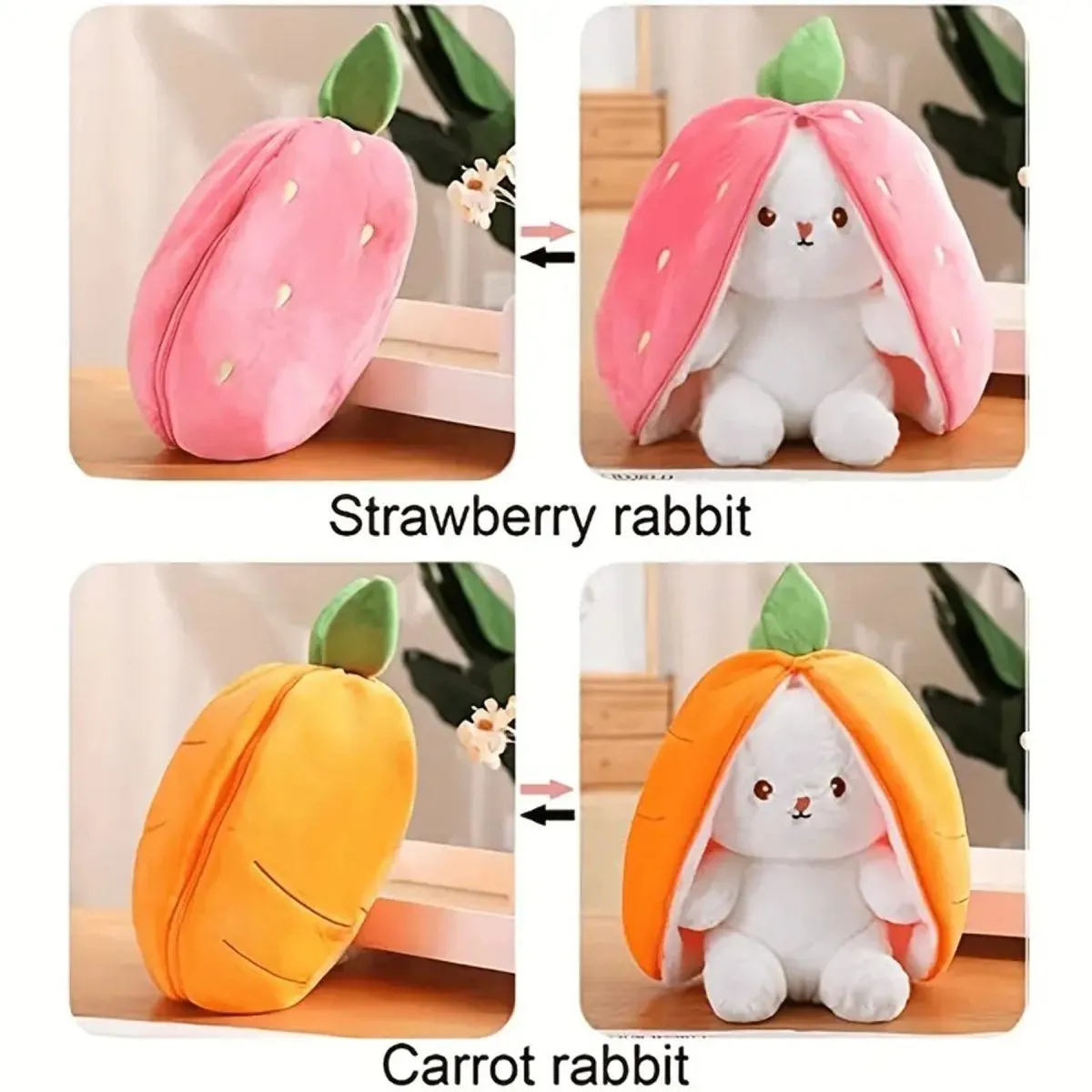 Bunny Plush Strawberry Stuffed Animal Carrot Rabbit Plushie Toy