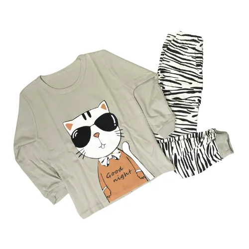 Cool Cat Striped Pajama Set 2 Pc