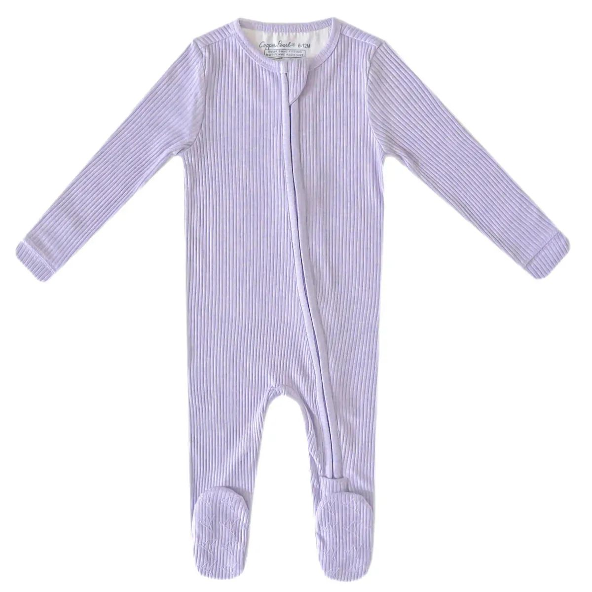 Copper Pearl Periwinkle Rib Knit Zip-Up Footie