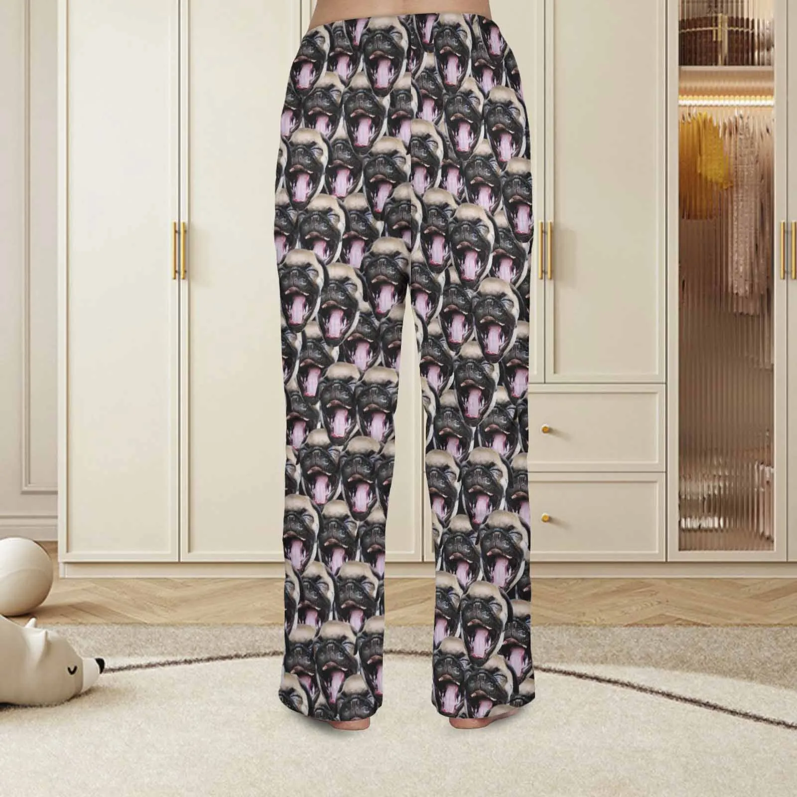 Coral Fleece Pajama Trousers-Custom Face Pet Dog Seamless Warm and Comfortable Sleepwear Long Pajama Pants For Men Women