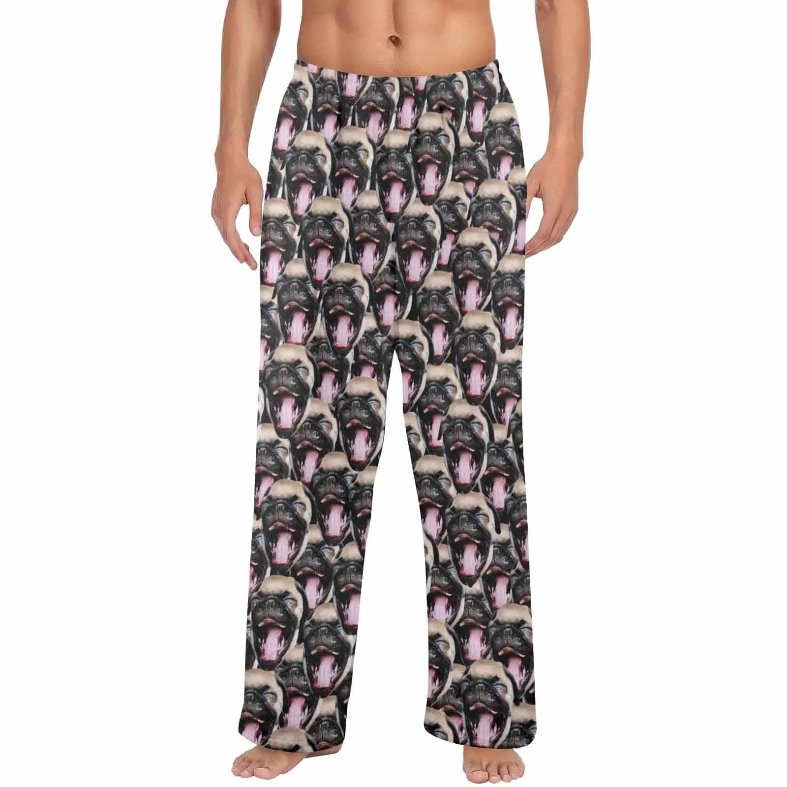 Coral Fleece Pajama Trousers-Custom Face Pet Dog Seamless Warm and Comfortable Sleepwear Long Pajama Pants For Men Women