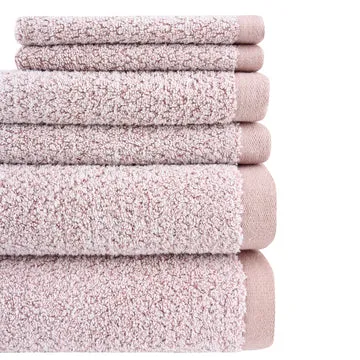 Diamond Jacquard 6 Piece Bath Towel Set Rose