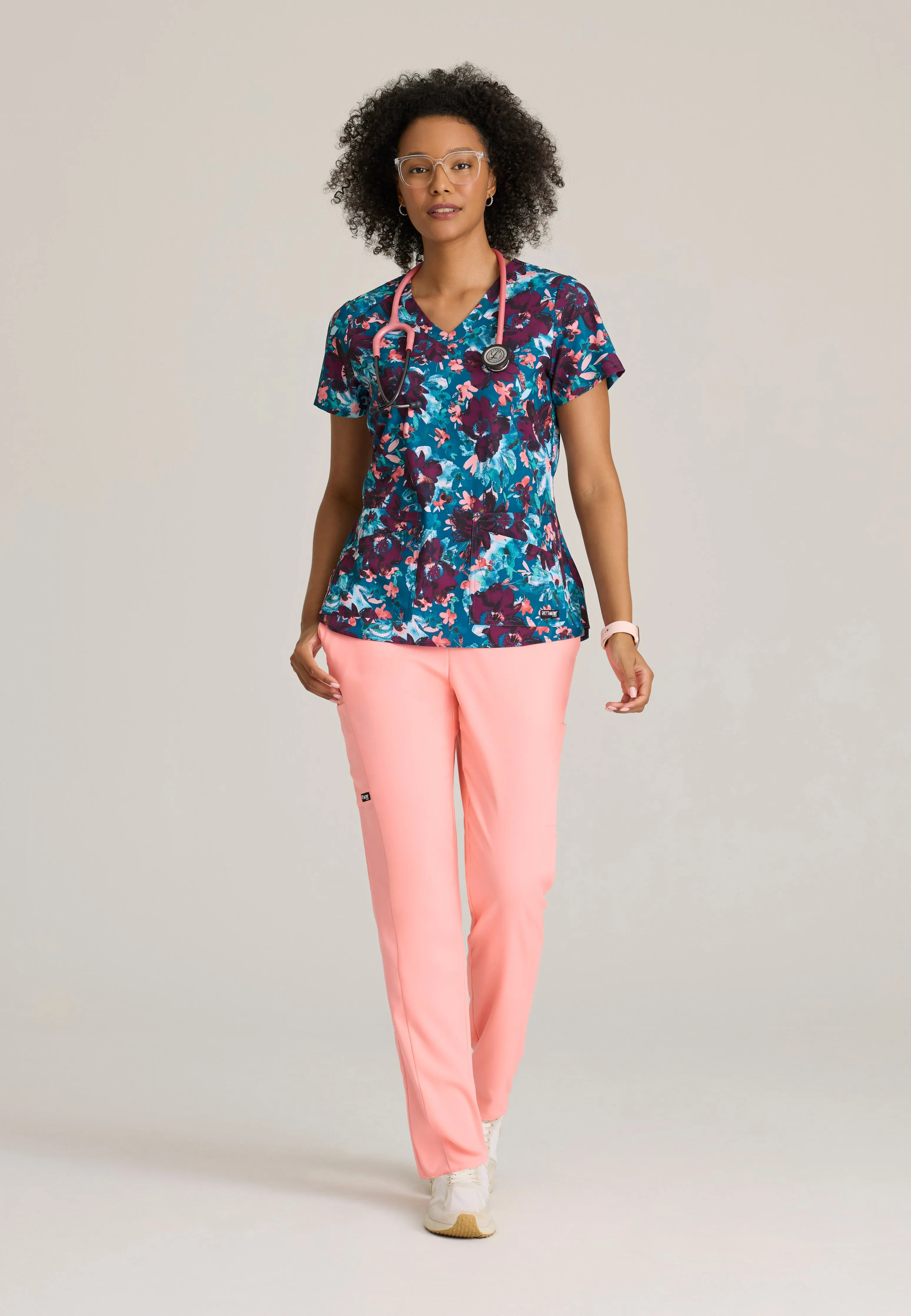 Ella Print Top 4-Pocket Print Scrub Top