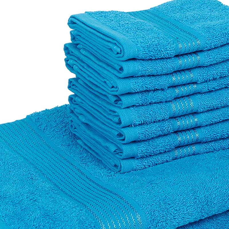 Eva Quick Dry Towel Combo (Blue) - Ten Piece Set