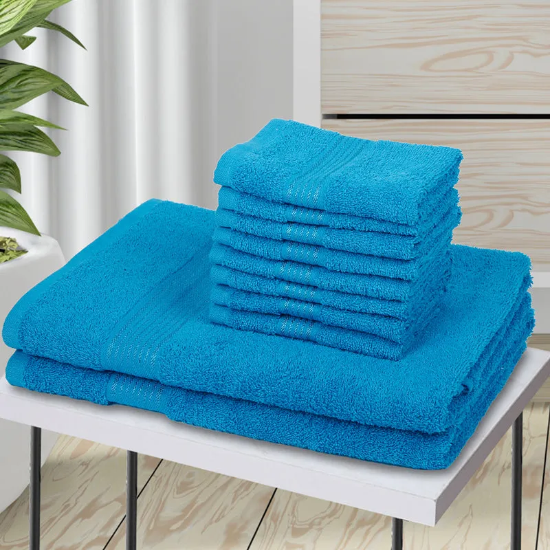 Eva Quick Dry Towel Combo (Blue) - Ten Piece Set