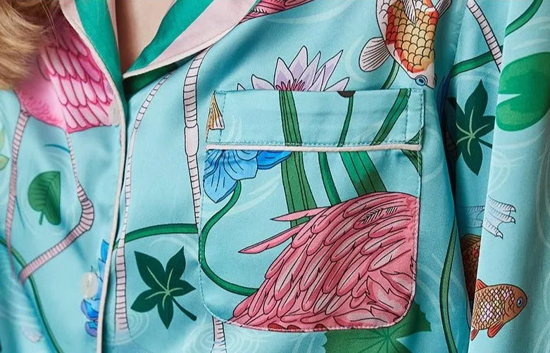 Flamingo/Koi Turquoise Pajamas