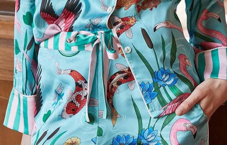 Flamingo/Koi Turquoise Pajamas