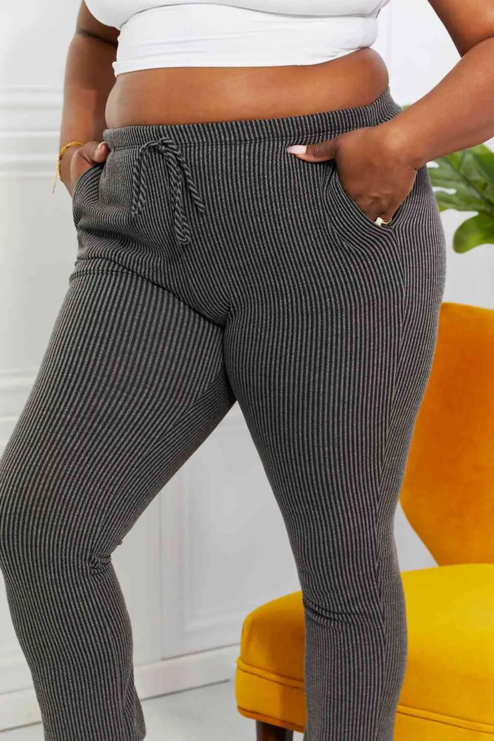 Full Size Easy Living Ribbed Joggers