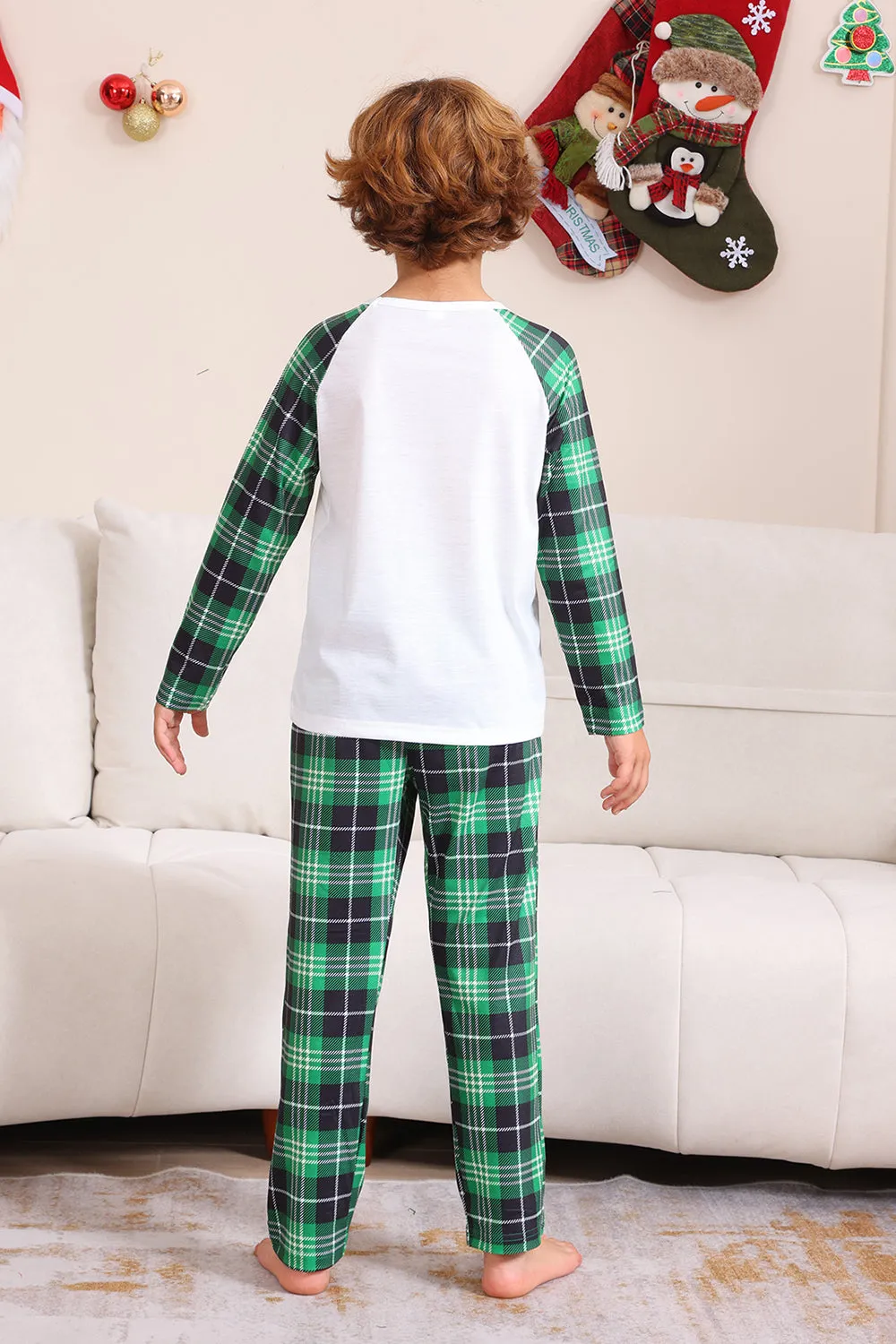 Green and White Merry Christmas Family Pajama Sets