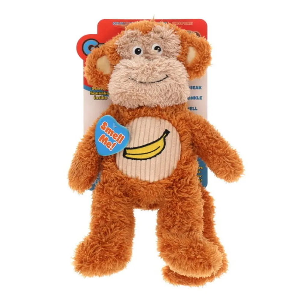 GURU Soft Scents Monkey Plush Banana Scented Dog Toy Medium