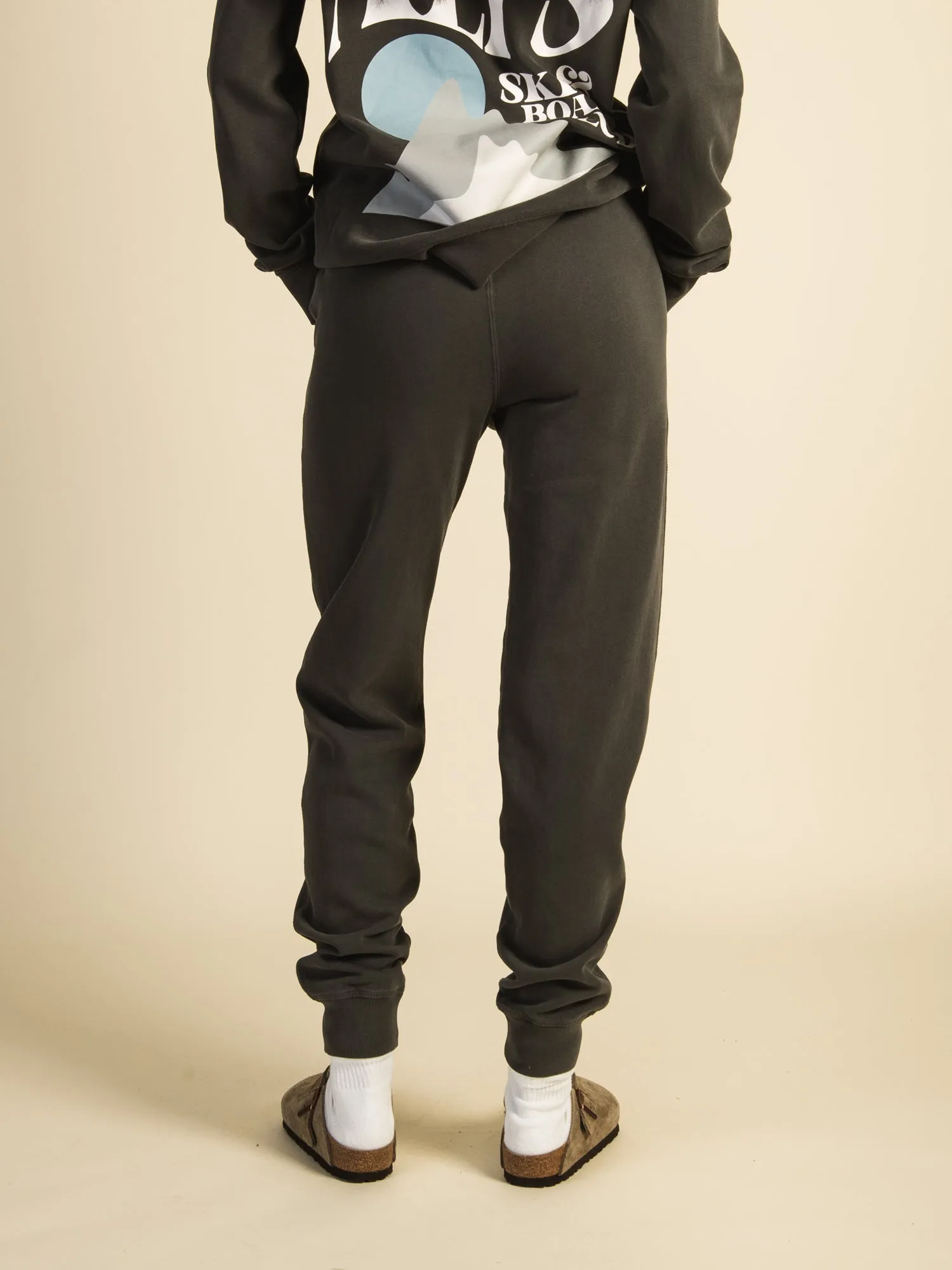 HARLOW HIGH RISE FLEECE JOGGER - CHARCOAL