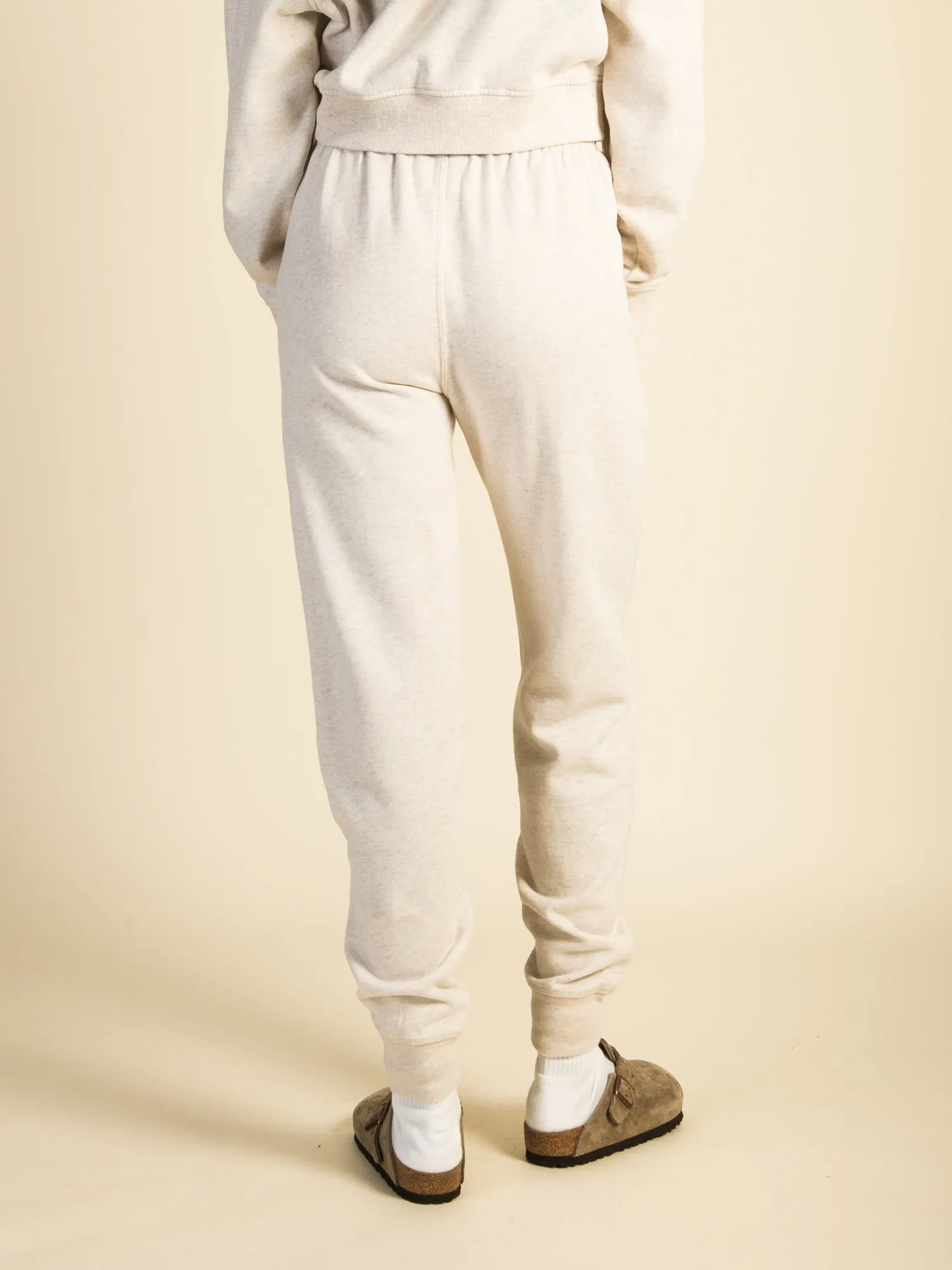 HARLOW HIGH RISE MELANGE FLEECE JOGGER - OATMEAL