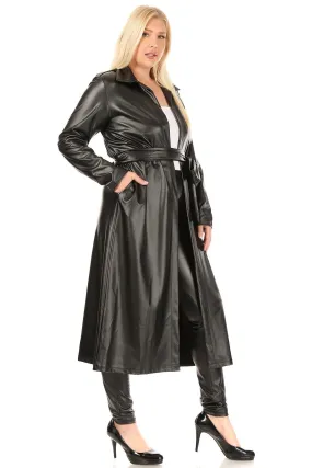 Hi Curvy Plus Size Women PU Leather Longline Jacket & Legging Set