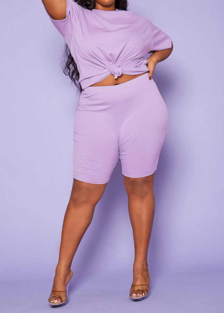 Hi Curvy Plus Size Women T-Shirt & Biker Shorts Sets