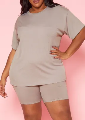 Hi Curvy Plus Size Women T-Shirt & Biker Shorts Sets