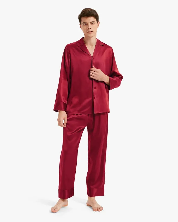 His & Hers Classic Silk Pajamas Claret