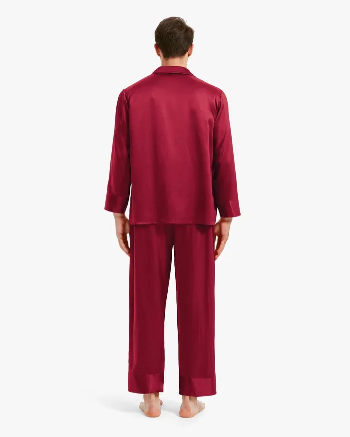 His & Hers Classic Silk Pajamas Claret