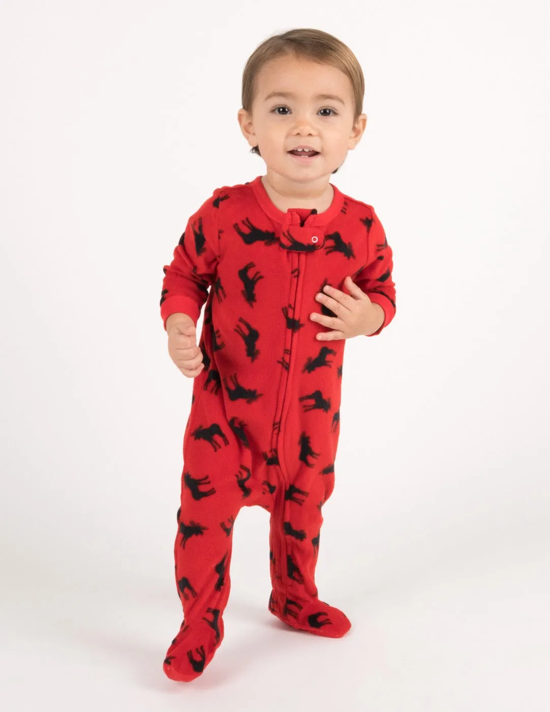 Kid's Footed Fleece Moose Pajamas