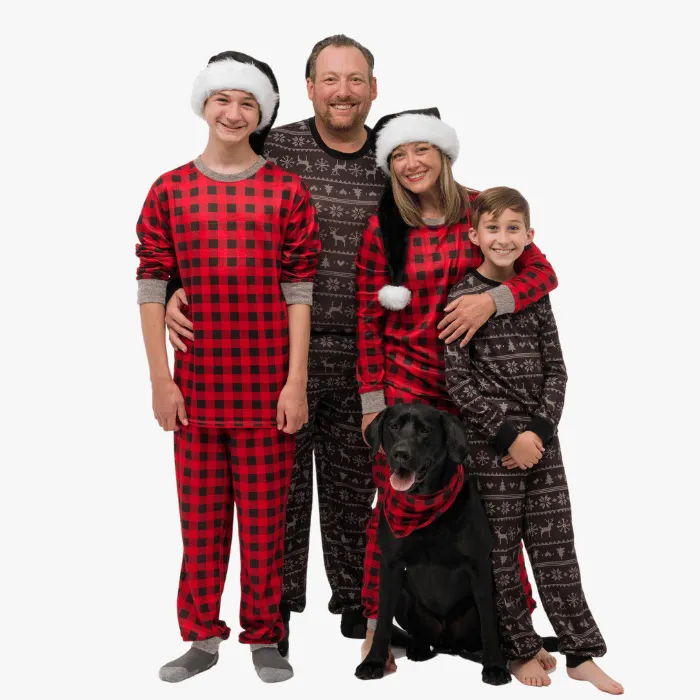 Kids’ Unisex Jogger Pajama Set - Black Fair Isle