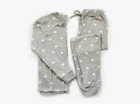 Kids’ Unisex Jogger Pajama Set - Gray Hearts