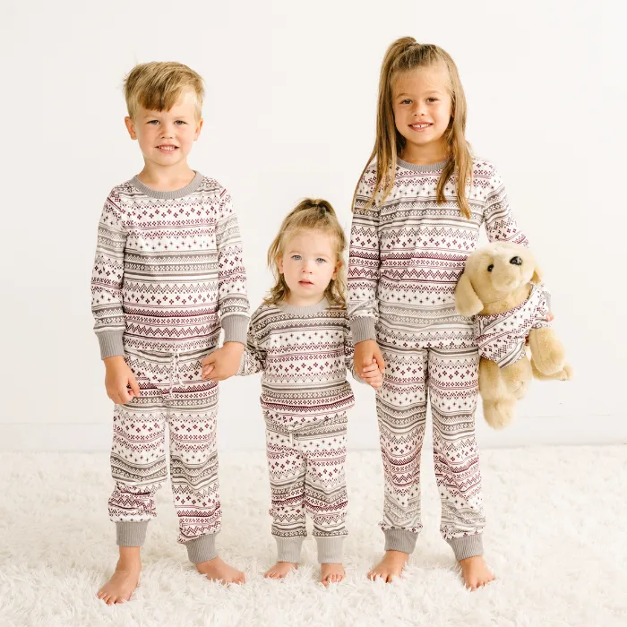 Kids' Unisex Jogger Pajama Set - Sugar Plum Fair Isle