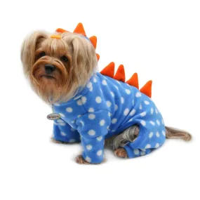 Klippo Polka Dots Dino Fleece Hooded Dog Pajamas