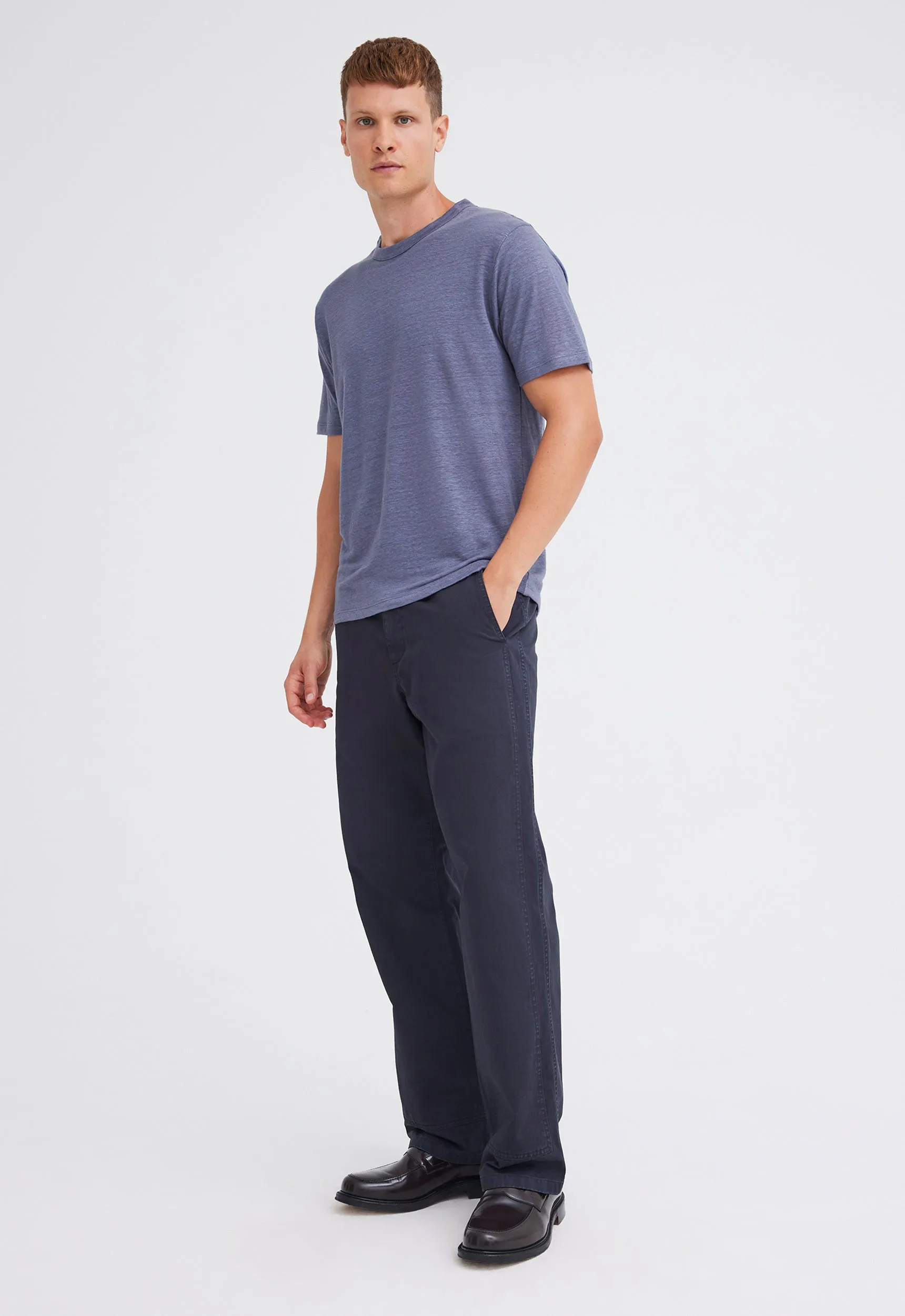 Line Linen Tee - Penn Blue