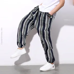 Loose Blue Stripped Premium Jogger Breathable Casual Harem Pants for Men & Women