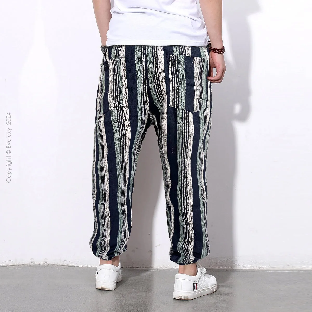 Loose Blue Stripped Premium Jogger Breathable Casual Harem Pants for Men & Women