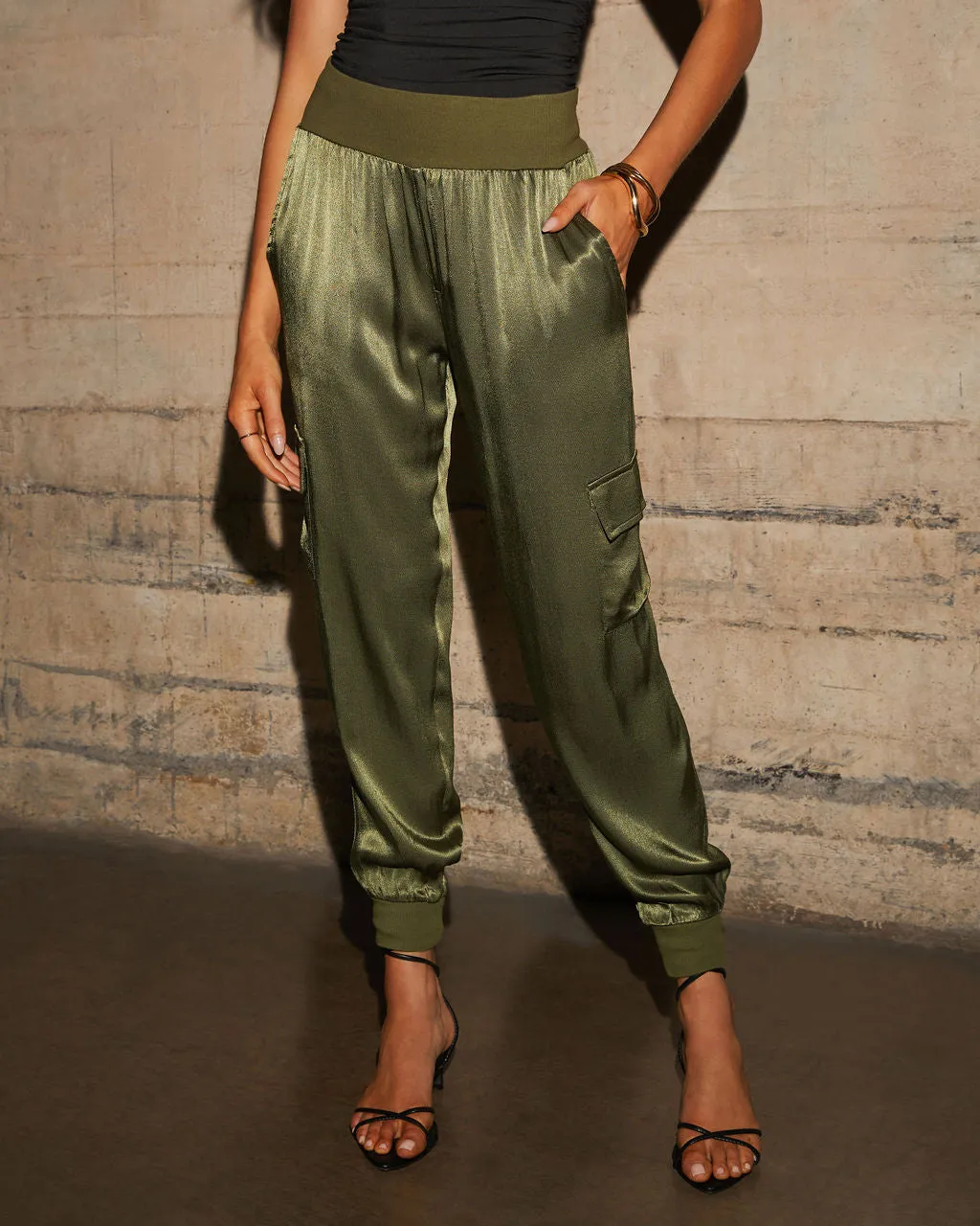 Luxe Look Satin Pocketed Joggers