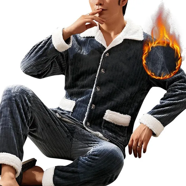 Mens Coral Fleece Sleepwear Pajamas