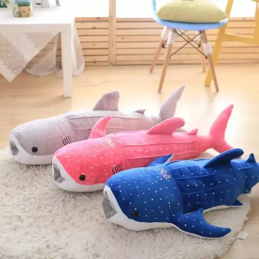 MOC  Compatible  150cm Large Size Soft Shark Plush Toy Big Creative Blue Whale Stuffed Soft Shark Sea Fish Plush Pillow Lovely  Baby Do