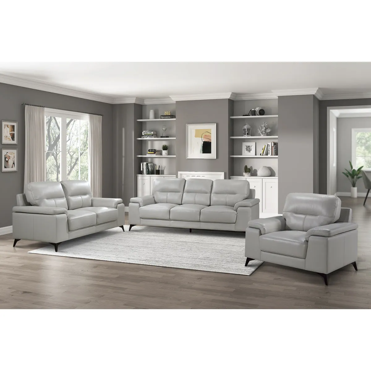 Modern Leather Living set with Plush Seating