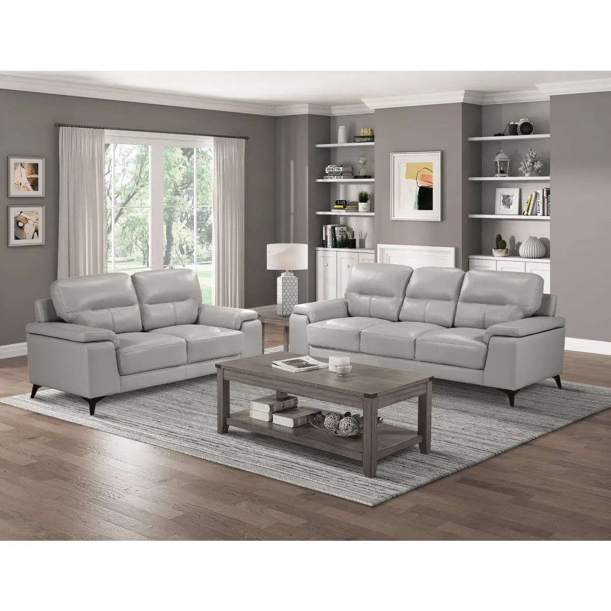 Modern Leather Living set with Plush Seating